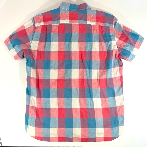 J. CREW Cotton/Linen Shirt Blend Short Sleeve Button-Up Checked Shirt Size XL - Picture 13 of 13